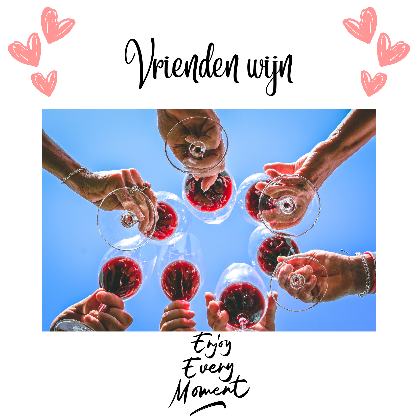 Vrienden wijn kaartje